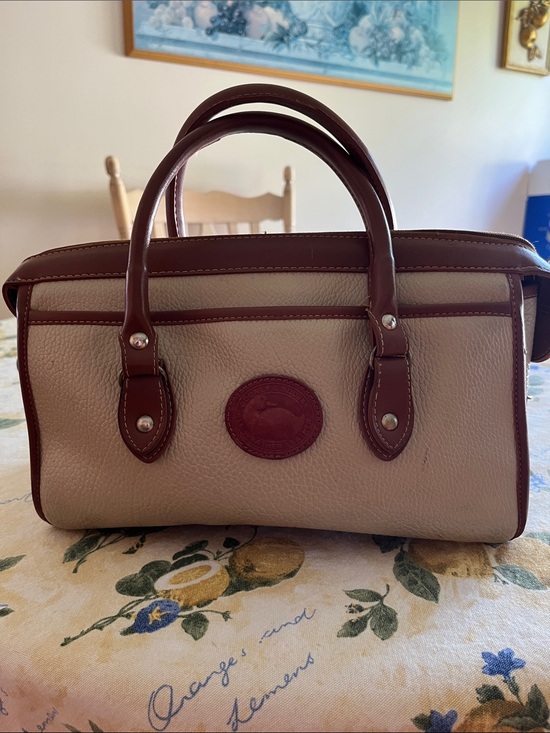 Dooney & Bourke Handbags - Vintage Dooney & Bourke Beige and Brown Leather Satchel